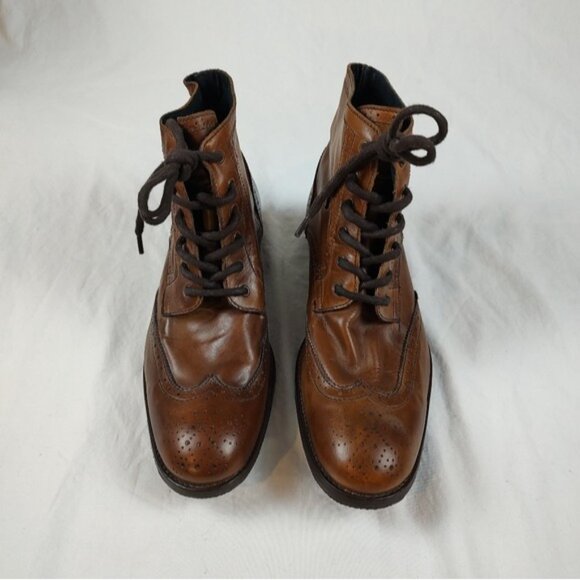 H by Hudson Angus Brown Leather Brogue Lace Up Boots Euro 43 - Picture 3 of 15